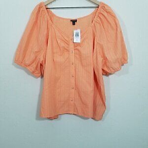NWT Torrid Seersucker Button Front Puff Short Sleeve Top Blouse Size 4